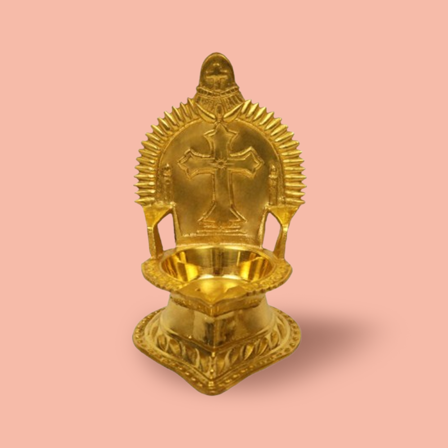 क्रॉस क्रिश्चियन पीतल दीया