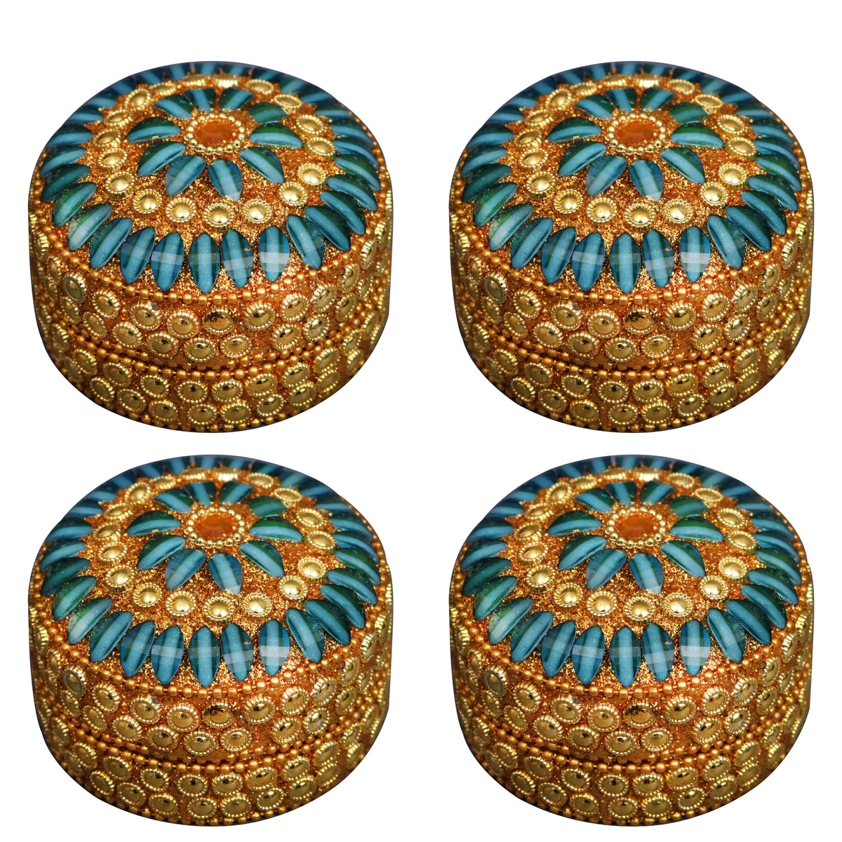 Multi color stone kumkum size-4 (Pack of 4 )