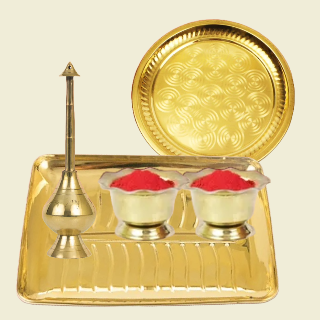 BRASS WEDDING RECEPTION 4 Pcs SET (Pital Vivah Set)