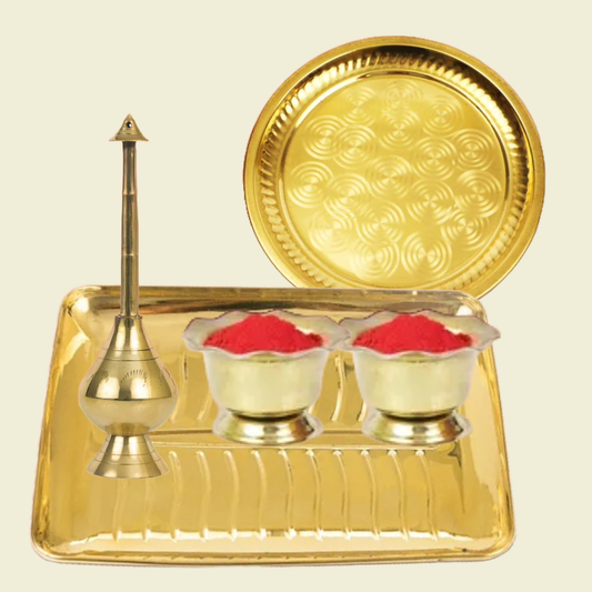 BRASS WEDDING RECEPTION 4 Pcs SET (Pital Vivah Set)