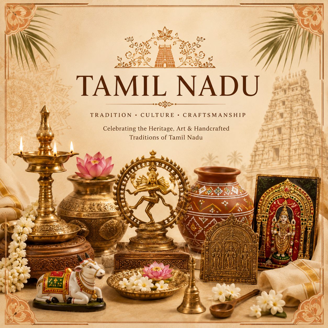 Traditional Tamil Nadu Brass Lamps for Pooja