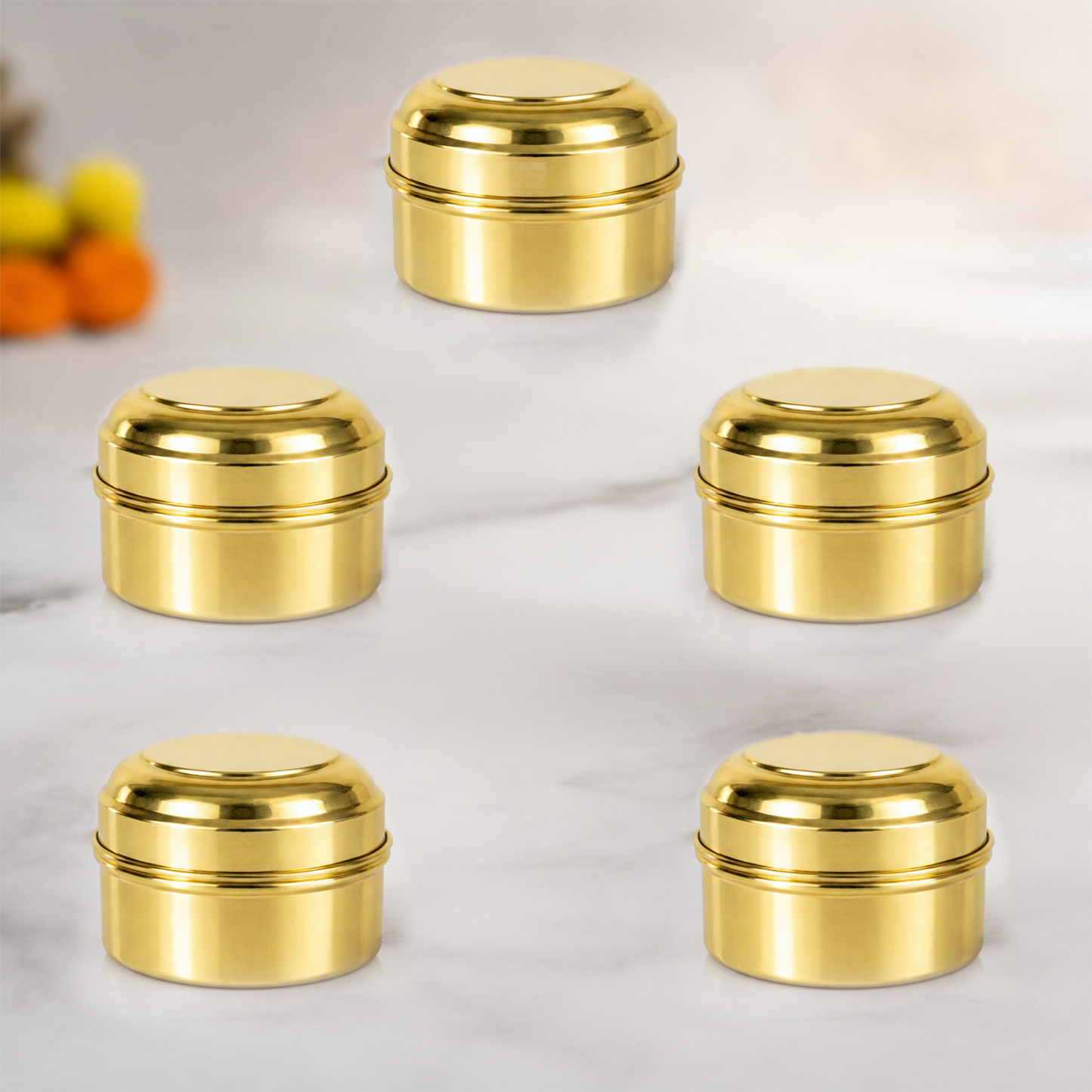 Brass Box Pooja-Dabbi Pack of 5 (Size 0)