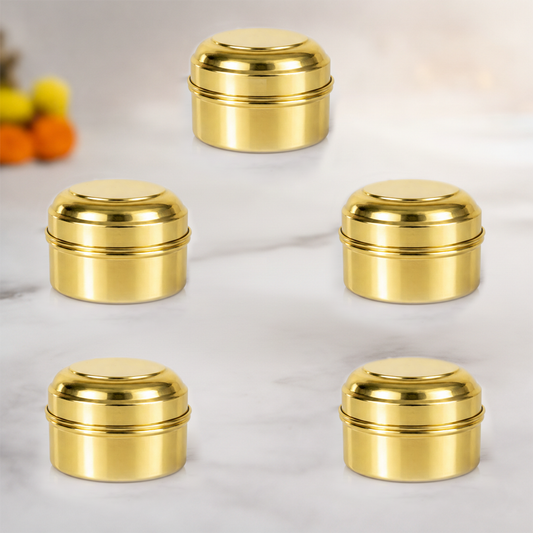 Brass Box Pooja-Dabbi Pack of 5 (Size 0)