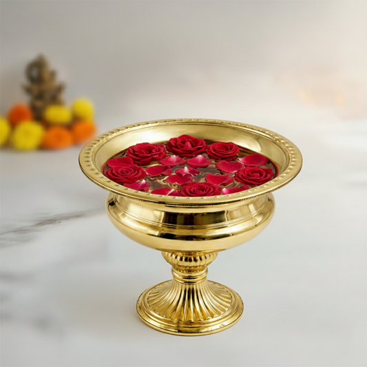 Brass Urli Bowl with Stand Planter for Decoration-Bowl Dana Size7