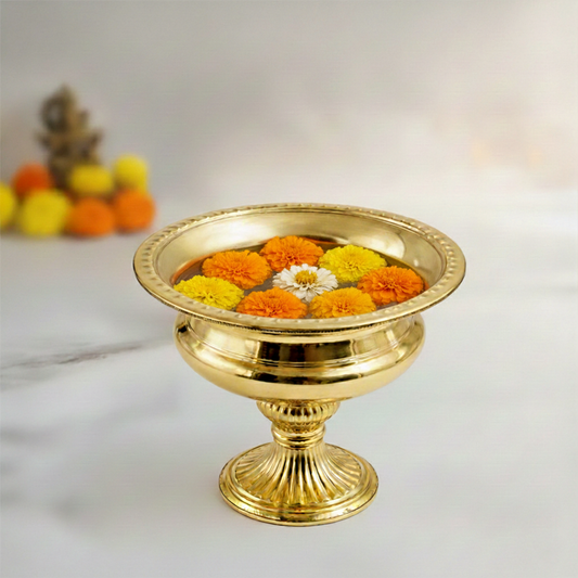 Brass Urli Bowl with Stand Planter for Decoration-Bowl Dana Size 6
