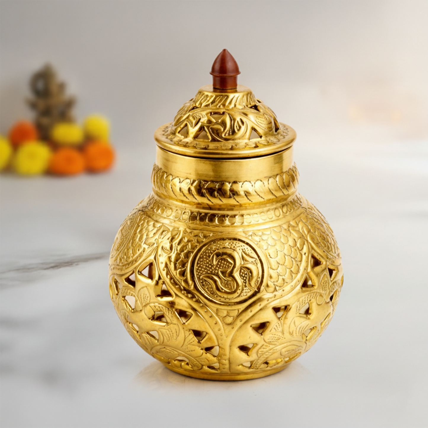 Traditional Brass Garba Deepam for Navratri Pooja-Weight: 580g