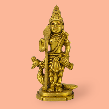 Brass Murugan Statue (329gms) (Pital Kartikeya Murti)