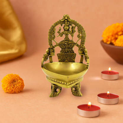 Brass Antique Kanchi Kamatchi Diya (1.320gm) (Pital Kanchipuram Kamakshi Deepak)