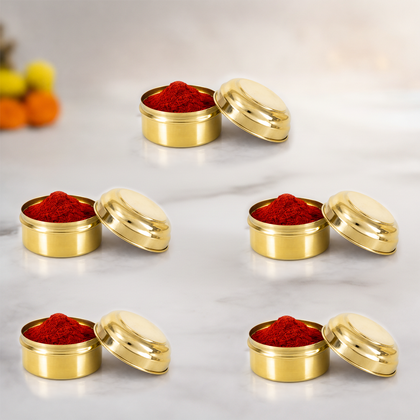 Brass Box Pooja-Dabbi Pack of 5 (Size 0)