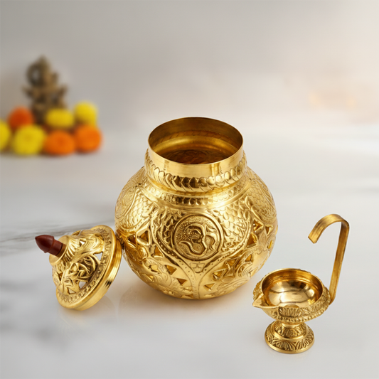 Traditional Brass Garba Deepam for Navratri Pooja-Weight: 580g