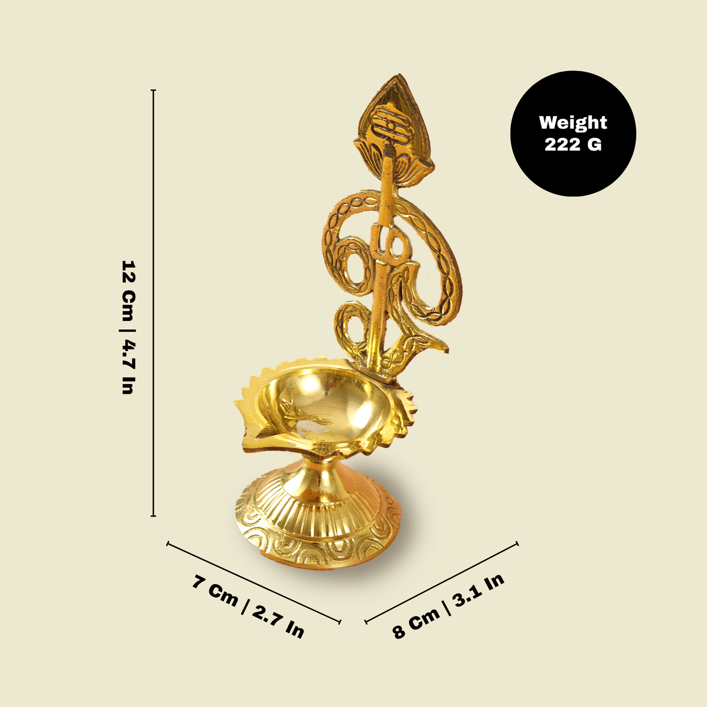 Brass zigzag om muruga stand diya(225 gm)