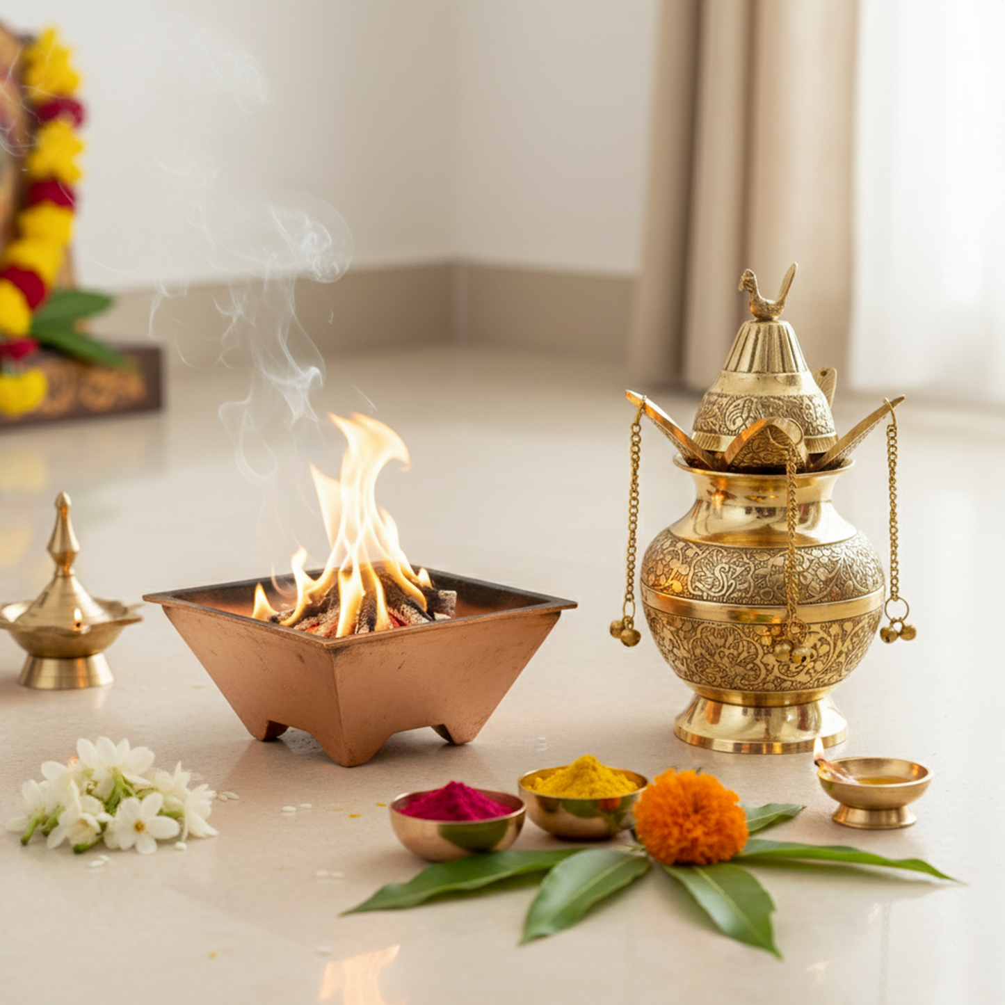 Brass Mangal Kalash Lota with Coconut