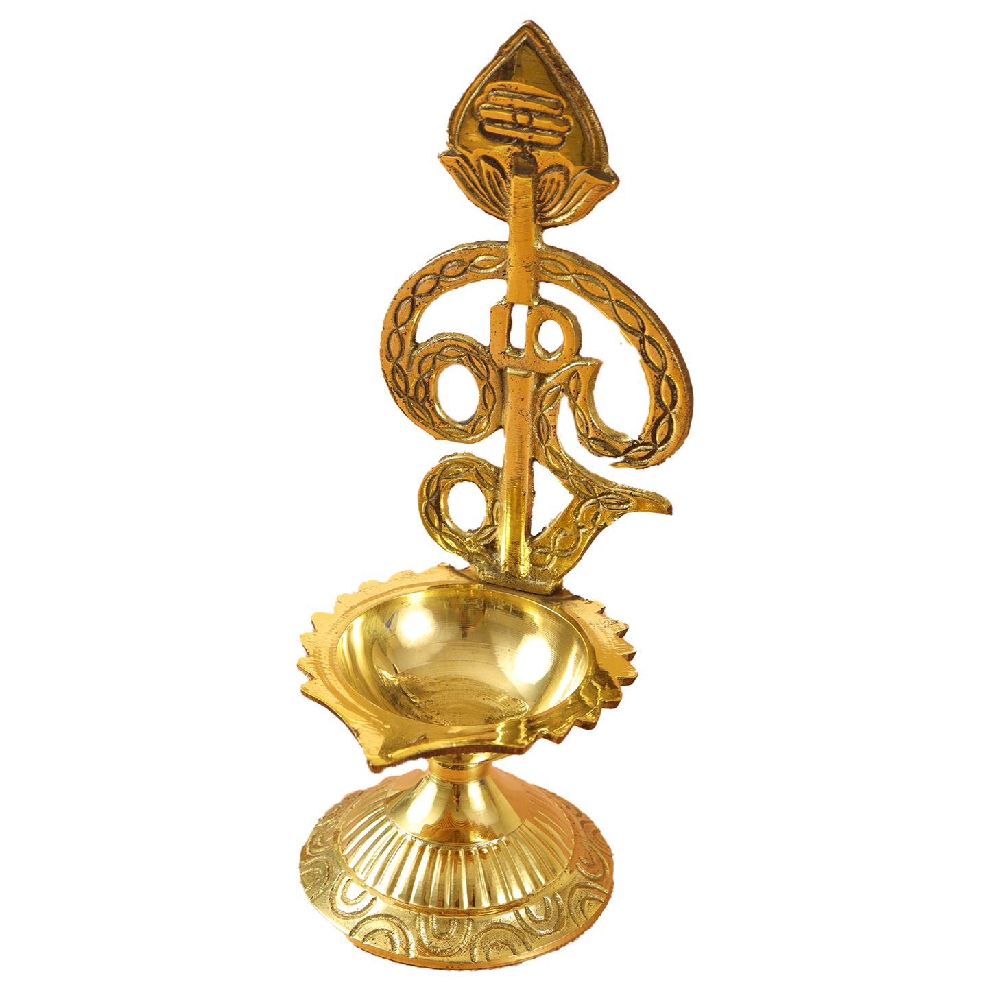 Brass zigzag om muruga stand diya(225 gm)