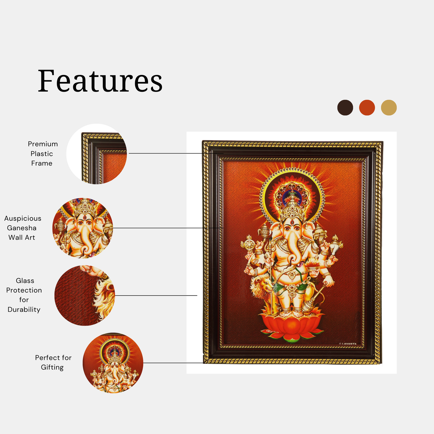 Plastic  Gold God photo frame kan Dristi vinayagar