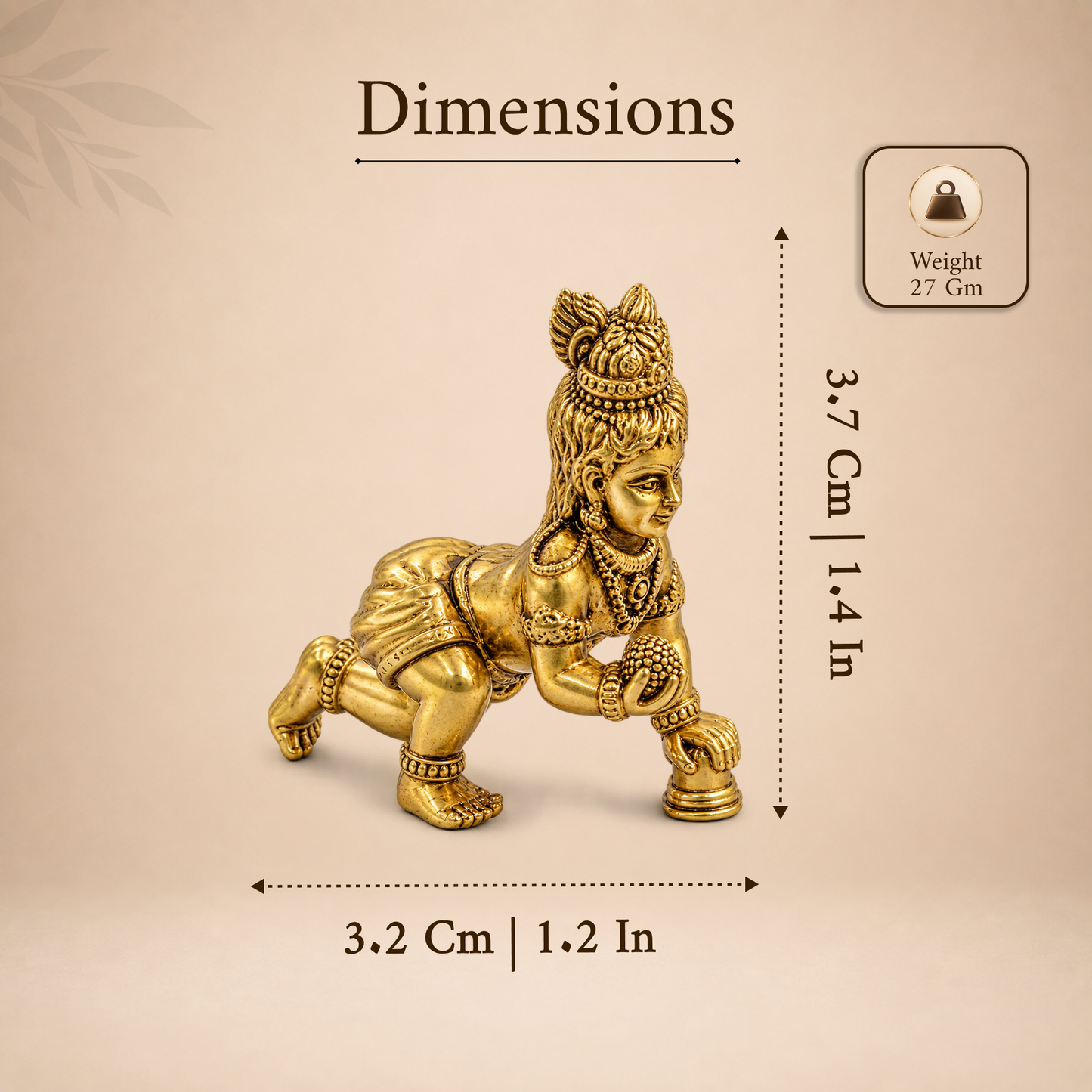 Miniature Brass Laddu Gopal /baby krishna Idol