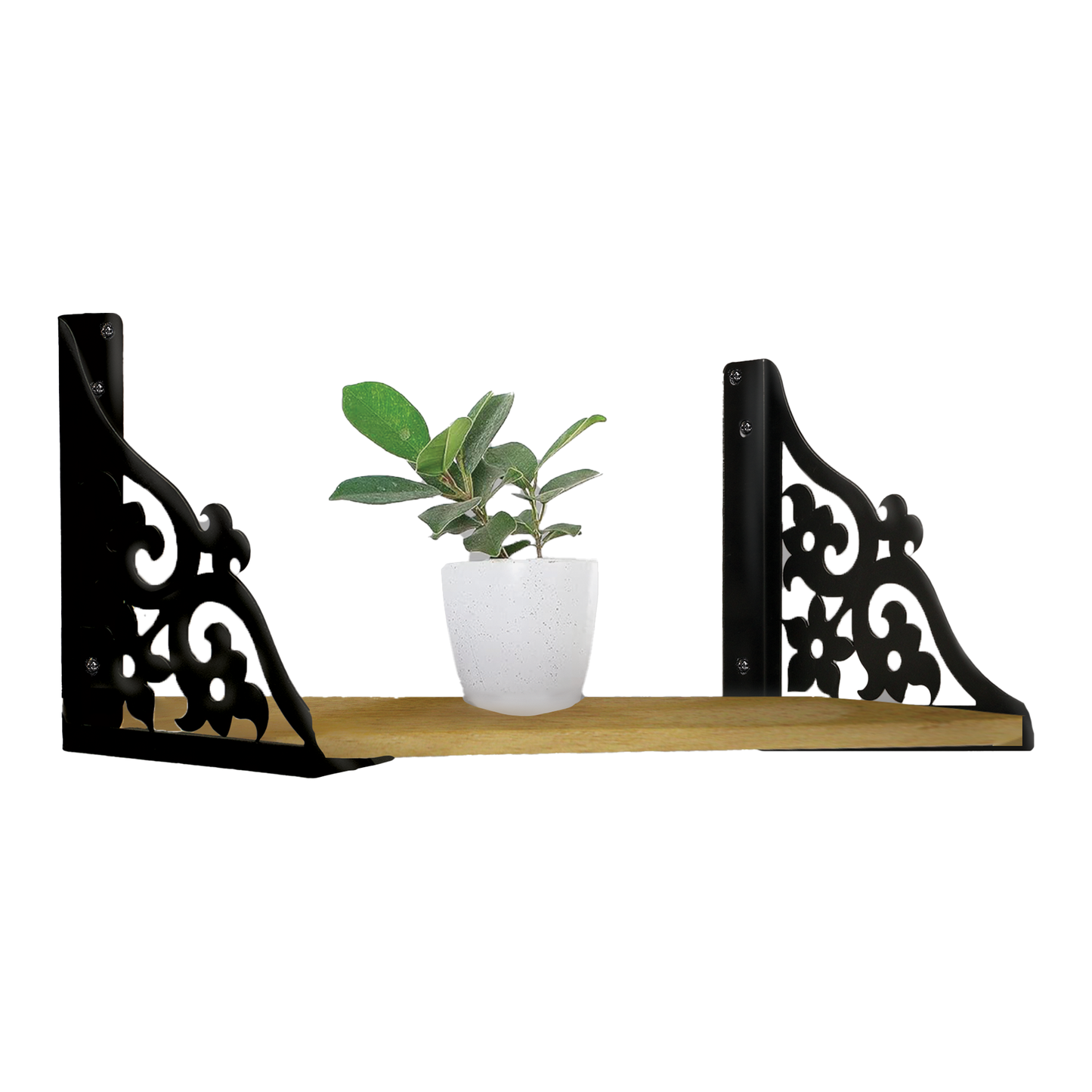Wooden Pooja Shelf - Triple Floral (Lakdi Puja Shelf Teen Phool)