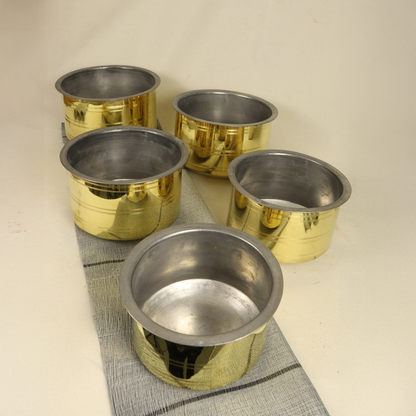 Golden Premium Brass Vadi Chatti - Set of 5