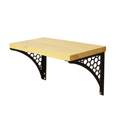 Wooden Pooja Shelf- Hexagon Black (Lakdi Puja Shelf Kala)