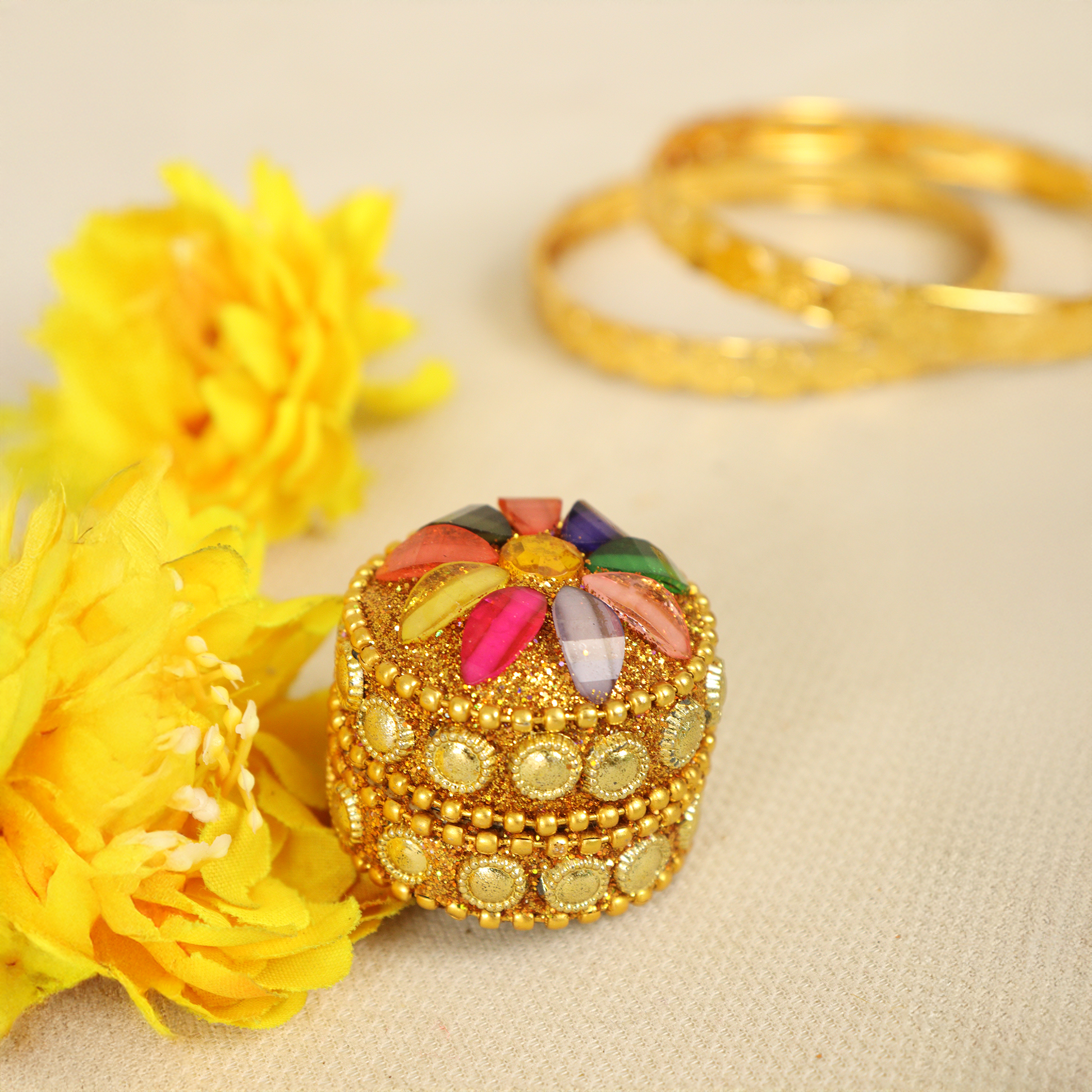 Multicolor Kumkum Box For Gifts-Pack of Gold - Main Image