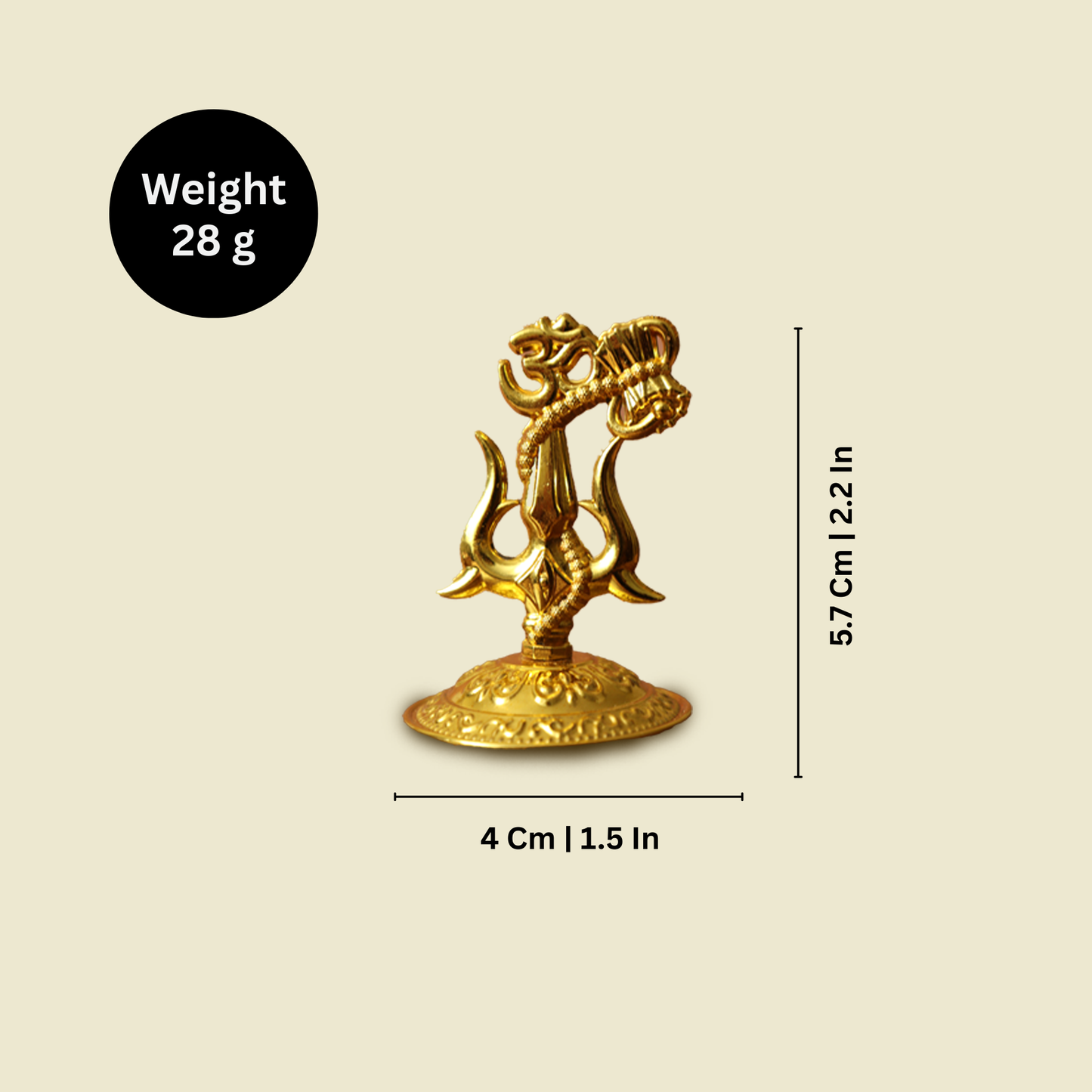Shiva Trishul with Damru Om Symbol Idol-Miniature Shiv Trishul Murti [28g]