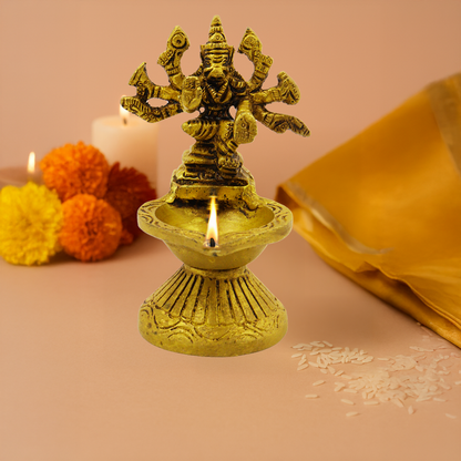 Antique Idol + Diya Combo (Ashada Navarathri 2025 Special) (Prachin Murti Deepak Set)