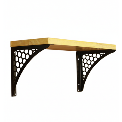 Wooden Pooja Shelf- Hexagon Black (Lakdi Puja Shelf Kala)