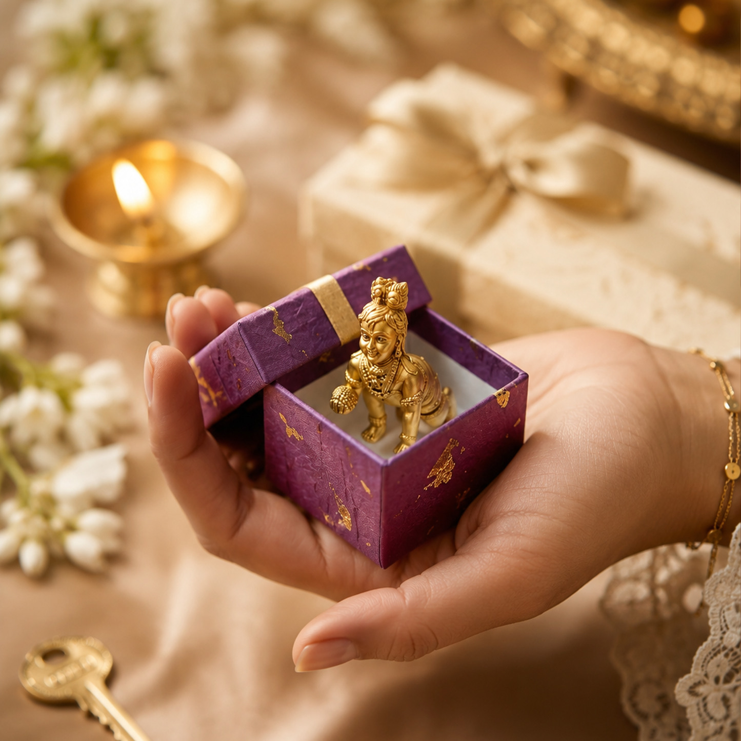Miniature Brass Laddu Gopal /baby krishna Idol
