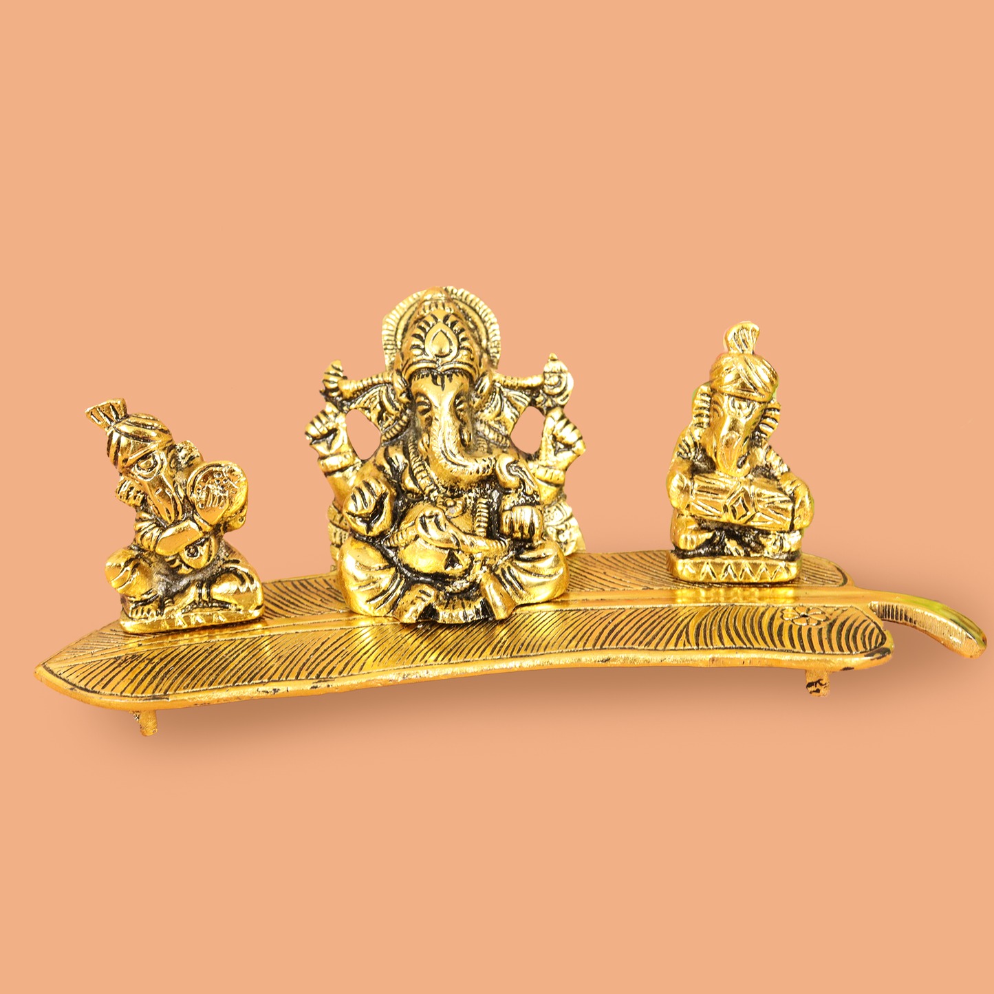 संगीतमय गणेश पीतल प्रतिमा
