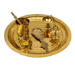 Swastika Brass Puja Plate Set