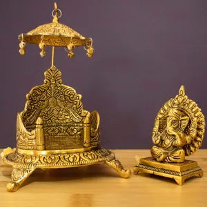 ऑक्सीकृत गणेश सिंहासन मूर्ति