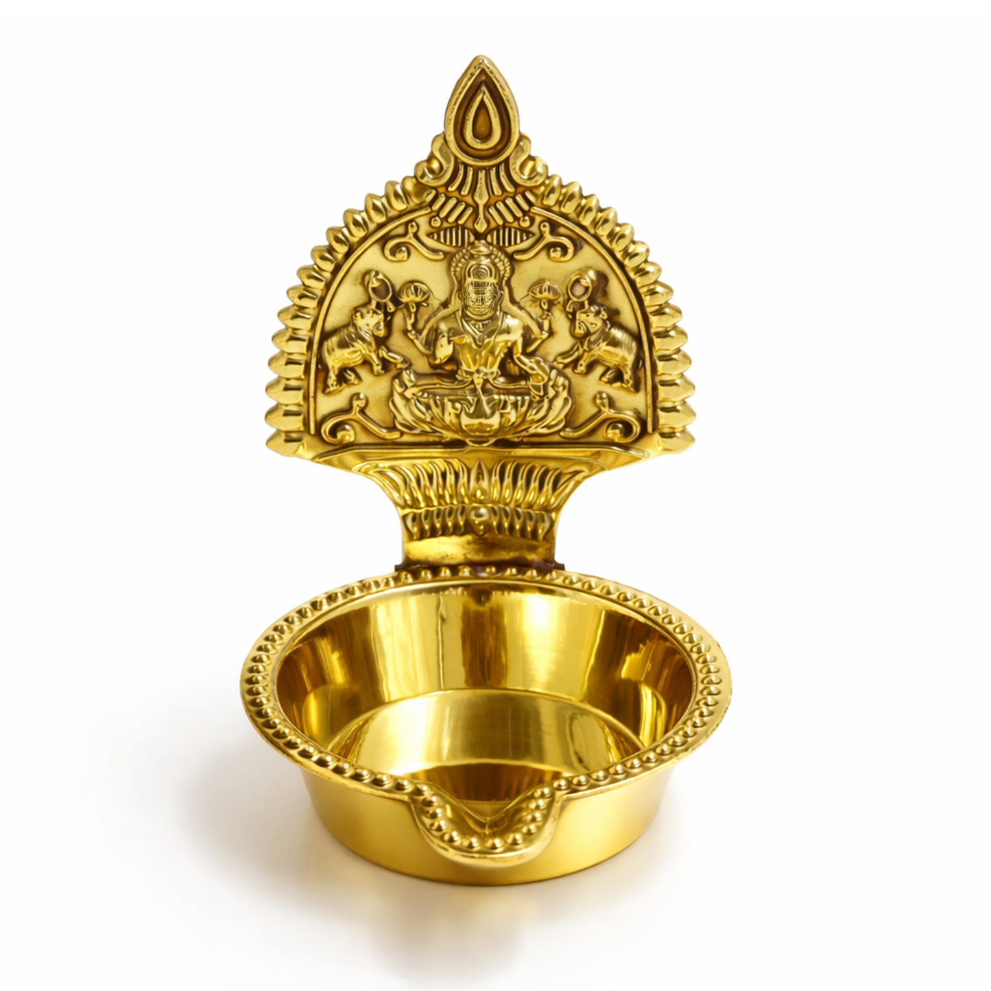 Traditional Brass Kamakshi Deepam for Puja-Hindu Kamatchi Amman Vilakku-[Wt:77g