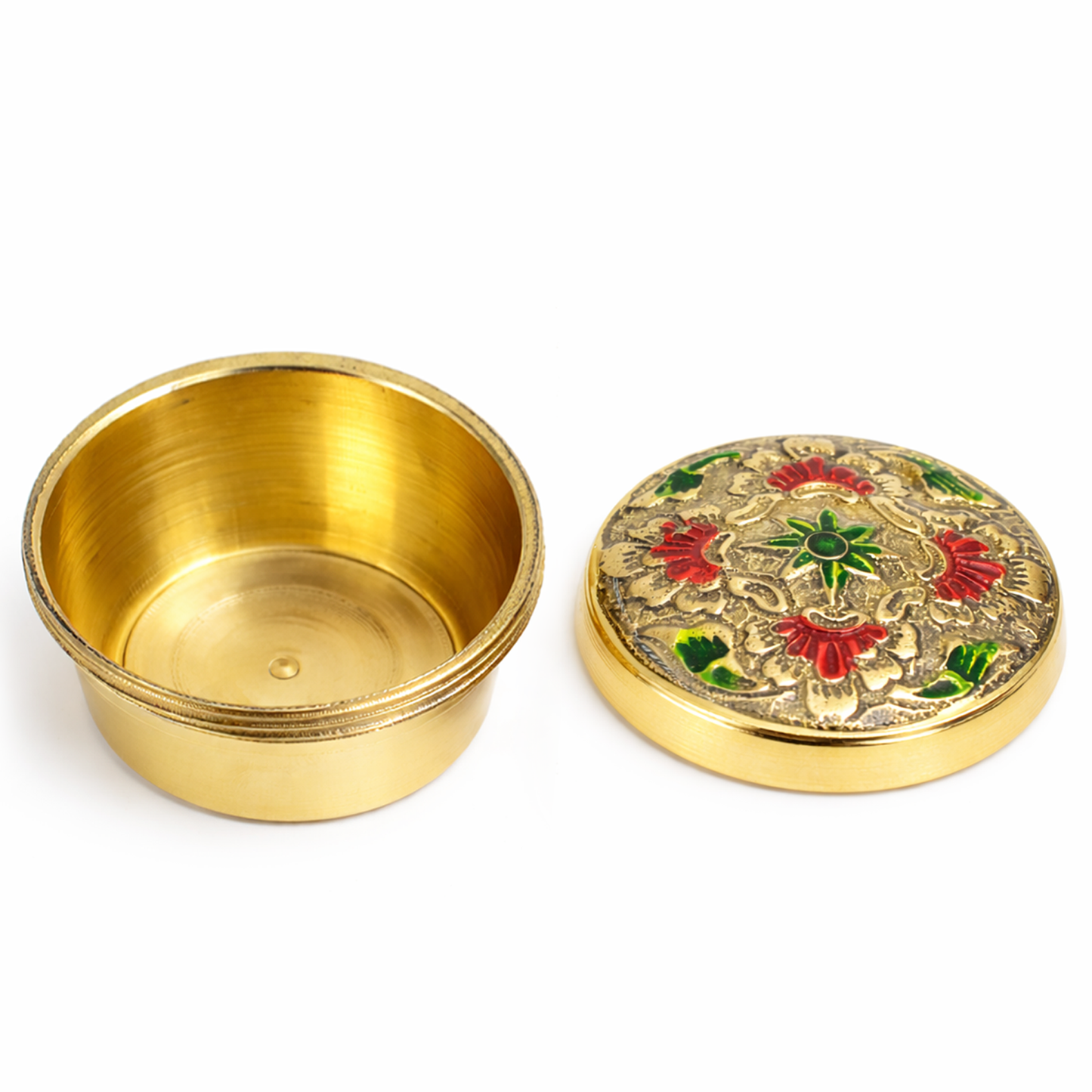 Brass kumkum Box-Flower box (1)