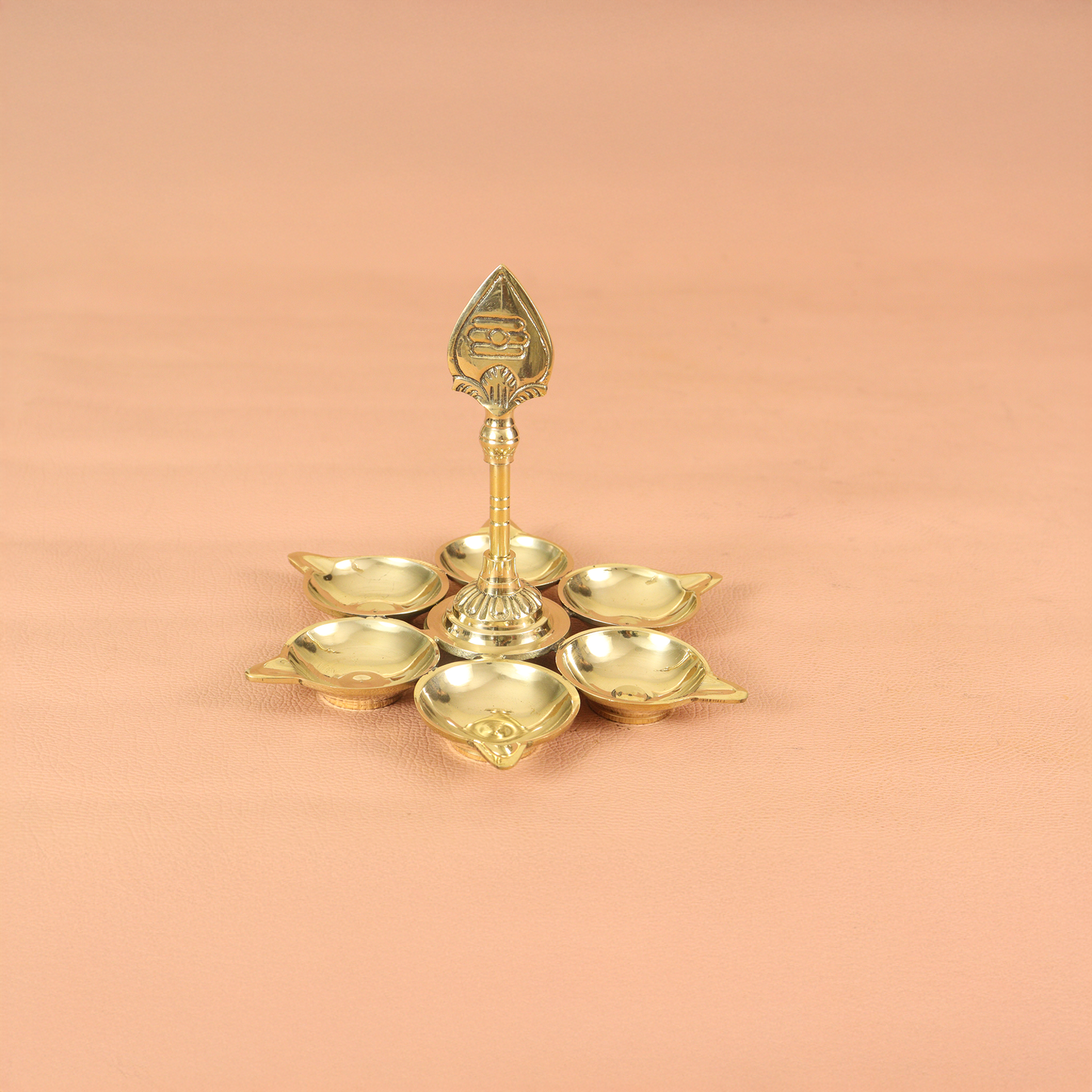 Brass Arumuga Diya with Vel[Small]