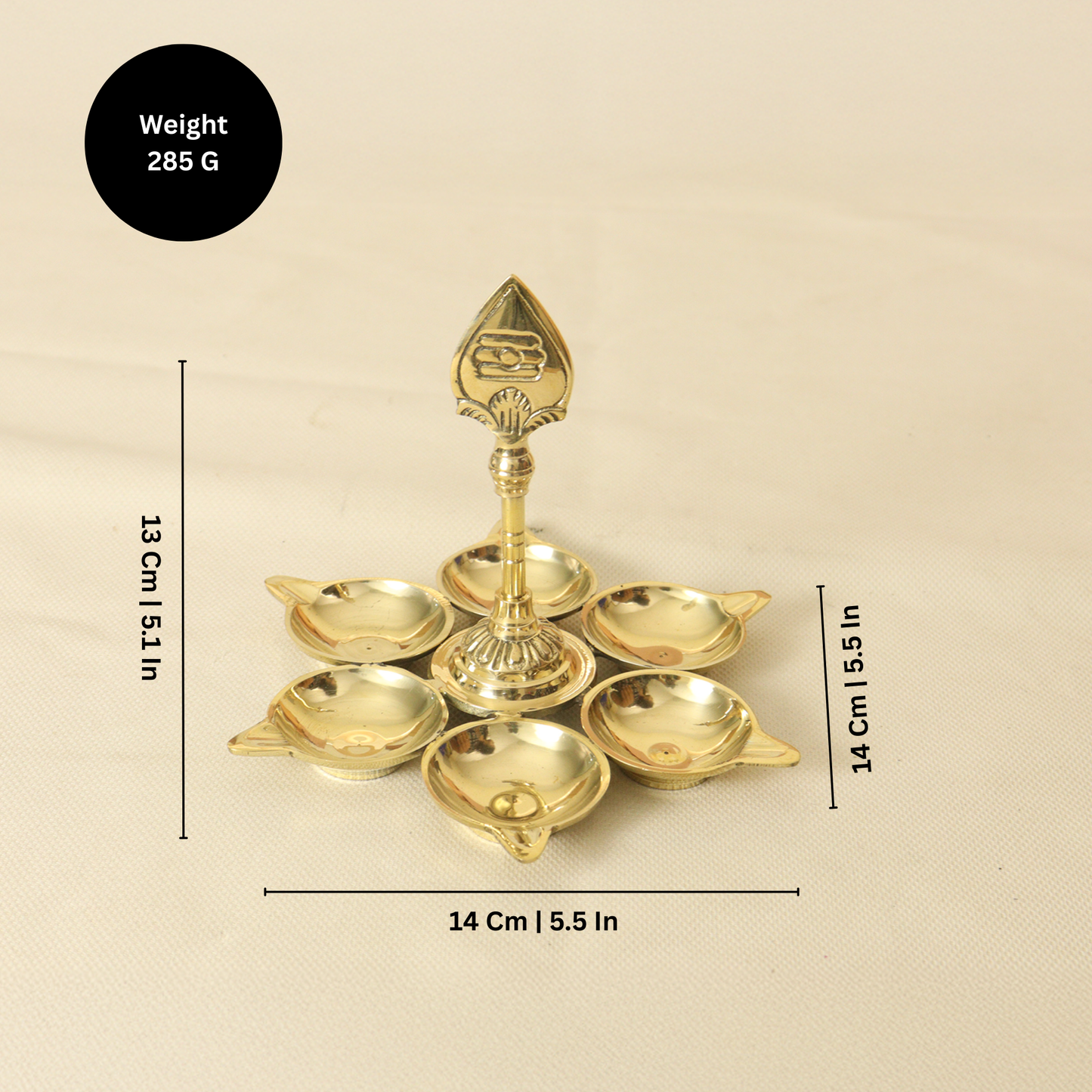 Brass Arumuga Diya with Vel[Small]