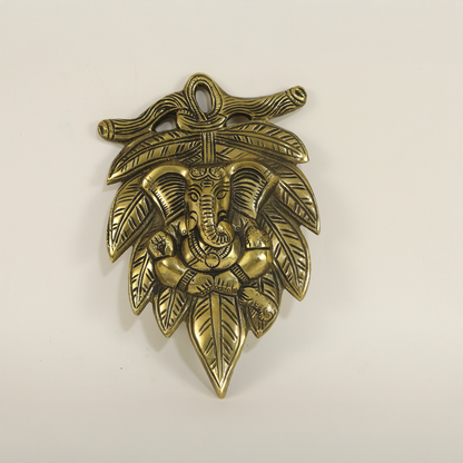 Brass Wall Hanging Ganesh Leaf