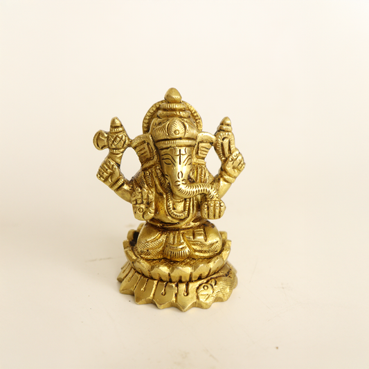 Brass Edamburi Ganesh Idol-[Weight: 216g]