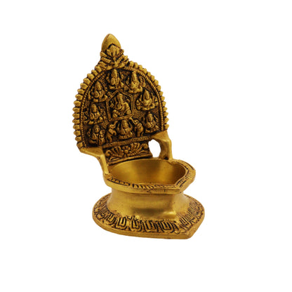 Antique Ganesh Astalakshmi Diya (Pital Vinayak Deepak / Ganapati Vilakku)
