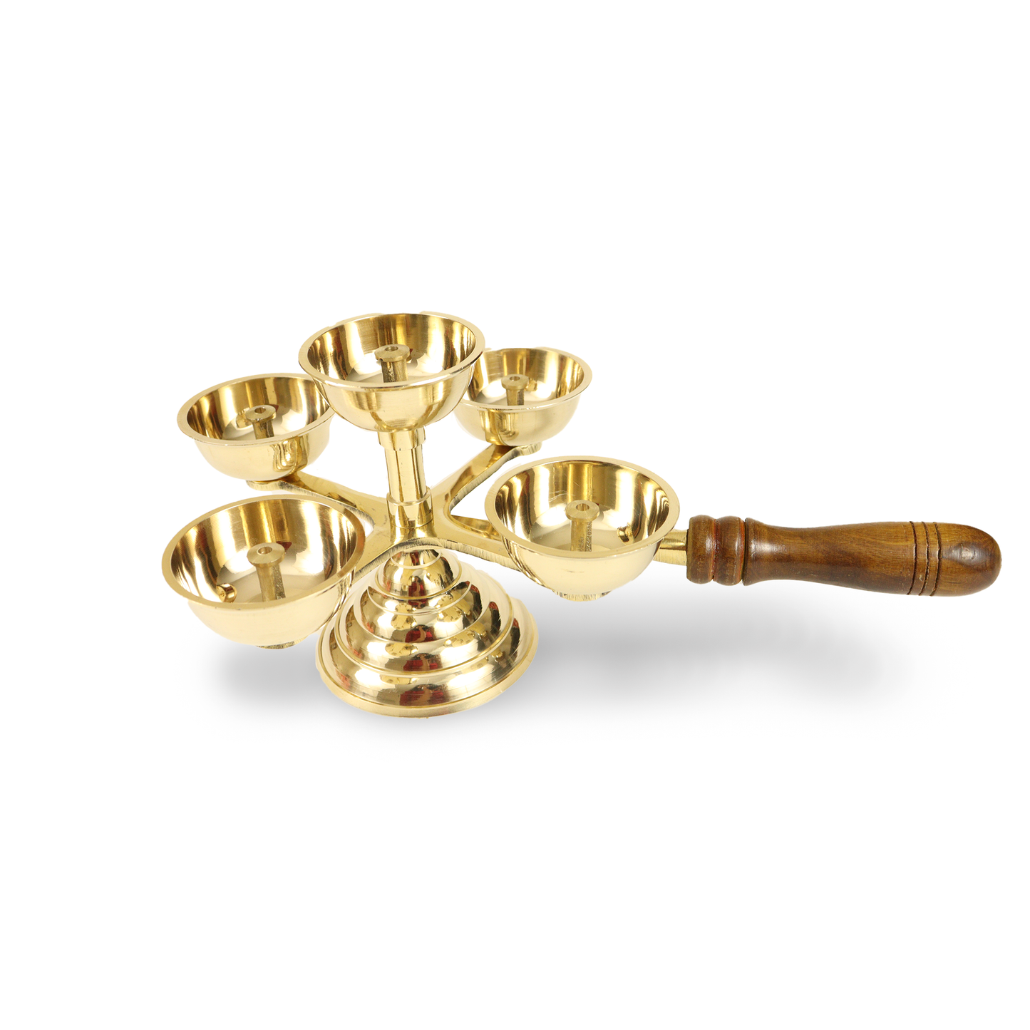 Brass Panchapyali Diya with Wooden Handle