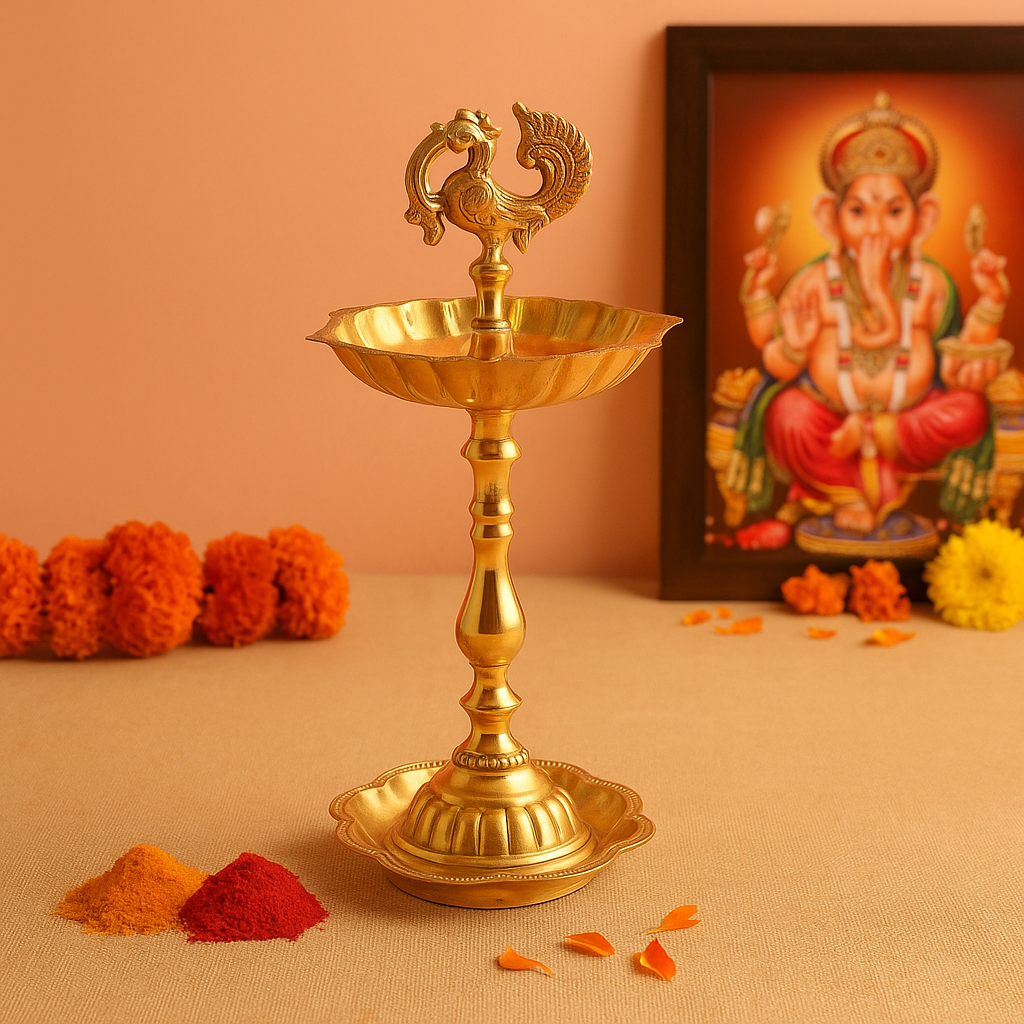 Brass star peacock diya Big(0.285gm)