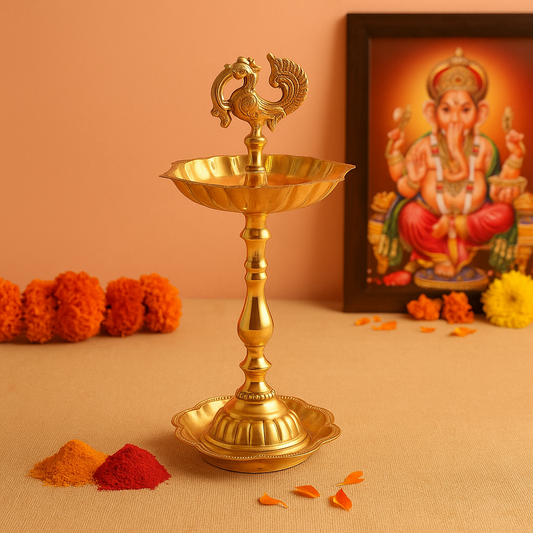 Brass star peacock diya Big(0.285gm)