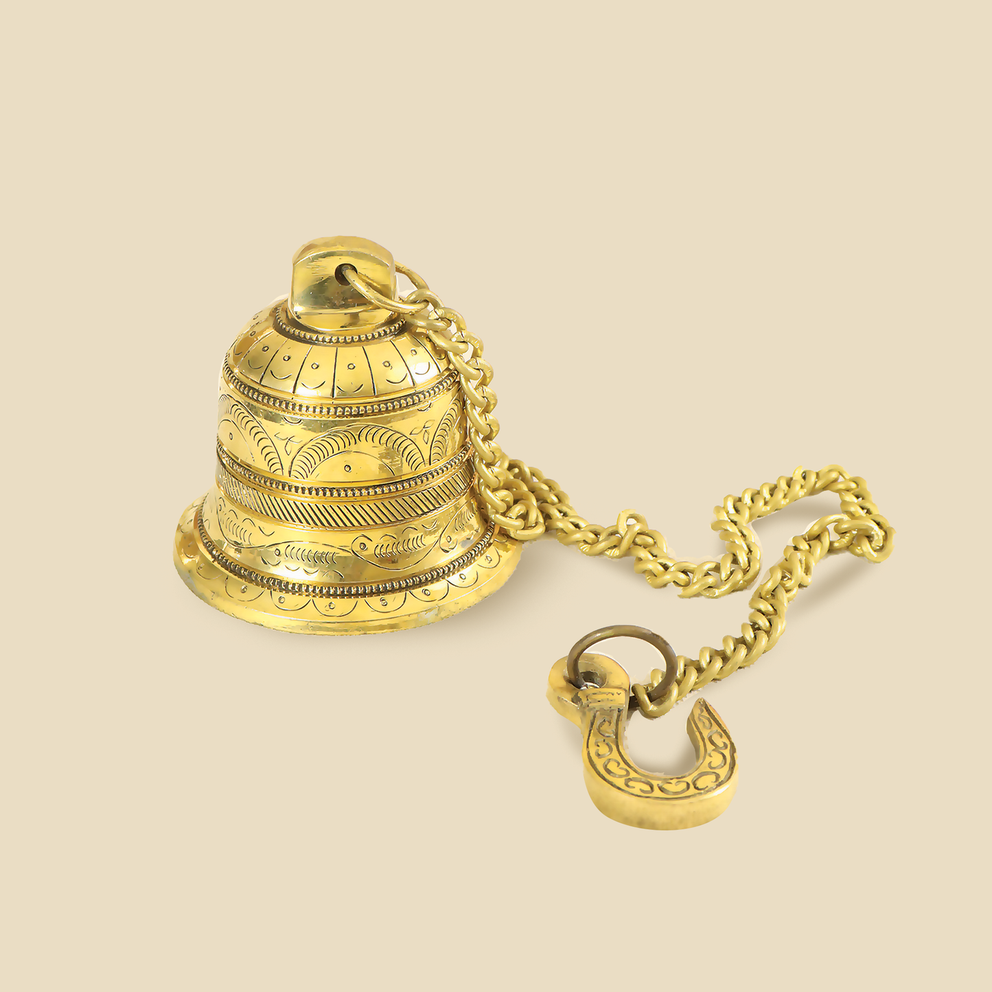 Brass Temple Bell with Hook & Chain