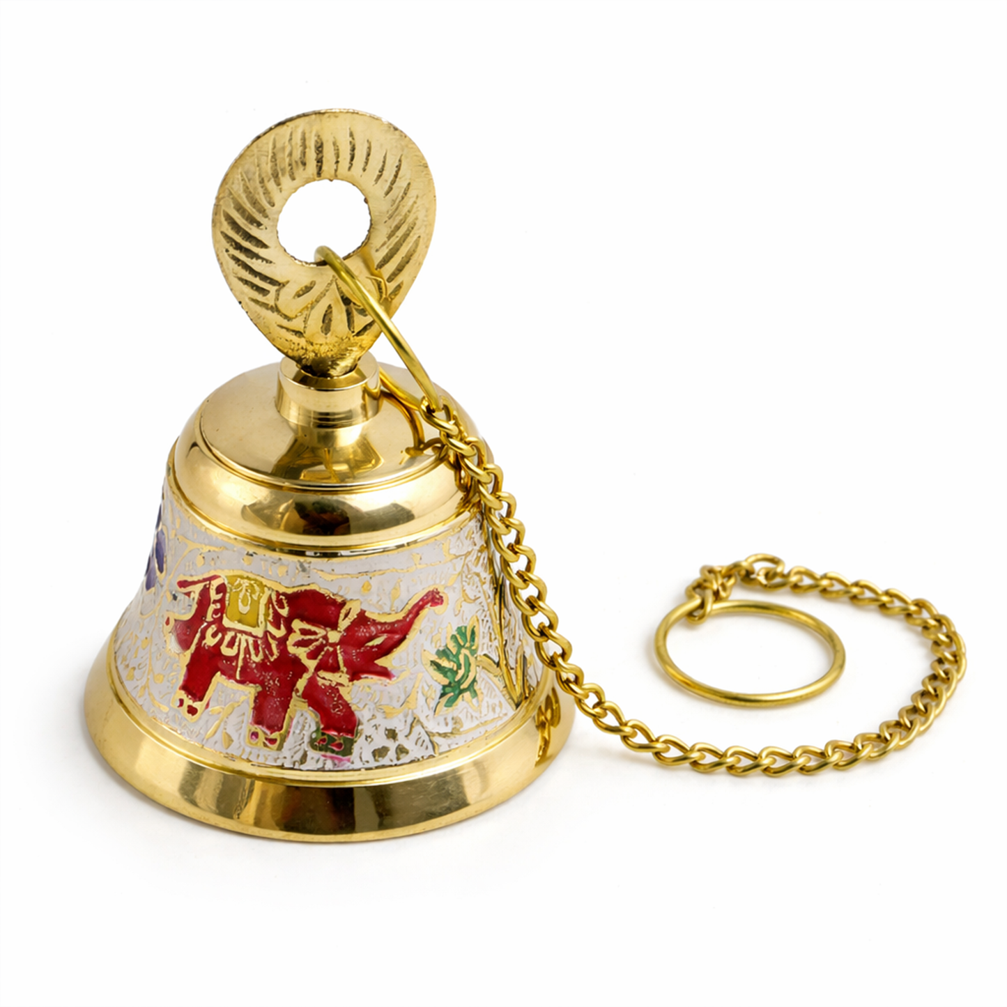 Putrika Brass Hanging Pooja Bell with Chain (White)