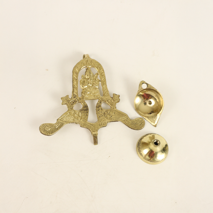 Brass Peacock Ganesh Diya (L.W More) (Pital Mor Vinayak Deepak)
