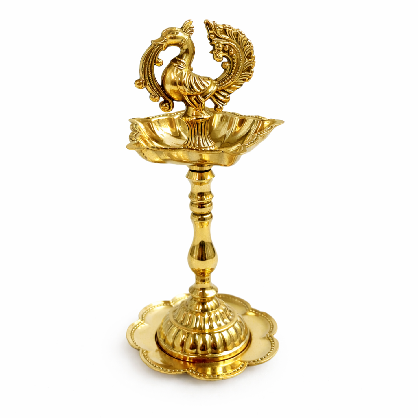 Traditional Peacock Diya Deepam Standing Kuthu Vilakku (pack of 1)