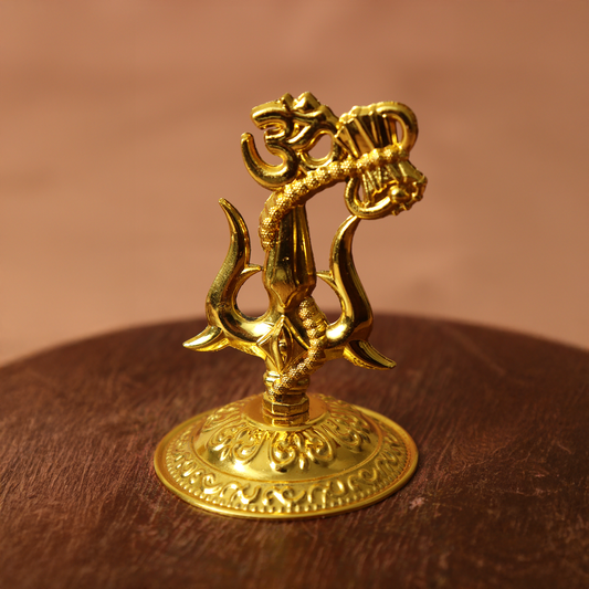 Shiva Trishul with Damru Om Symbol Idol-Miniature Shiv Trishul Murti [28g]