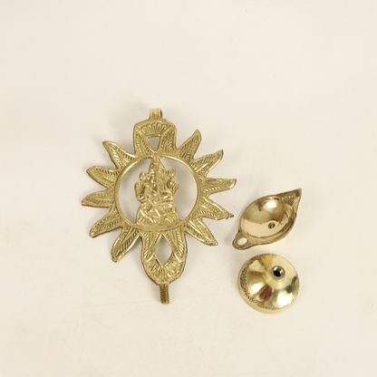 Brass Suraj Sun Ganesha Diya (Pital Surya Vinayak Deepak)