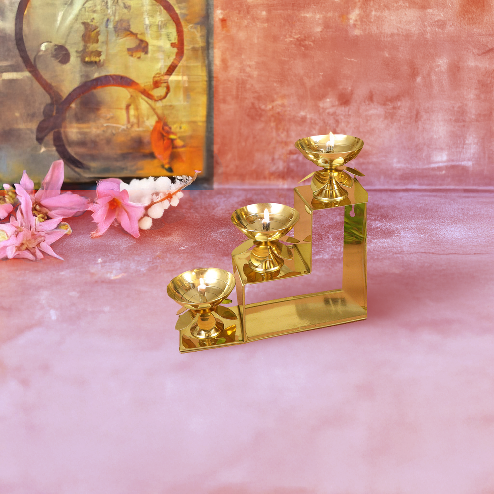 Buy 3-Step Brass Diya for Pooja & Festivals – Pujalane