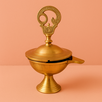 Brass Om Closed Diya (Pital Aum Band Deepak)