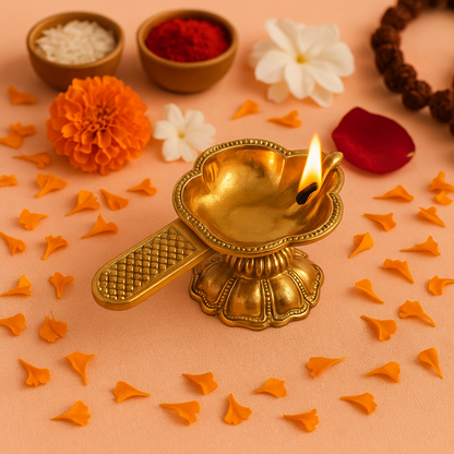 Laxmi Aarti Flower Diya Size-0 (Pital Laxmi Phool Deepak)