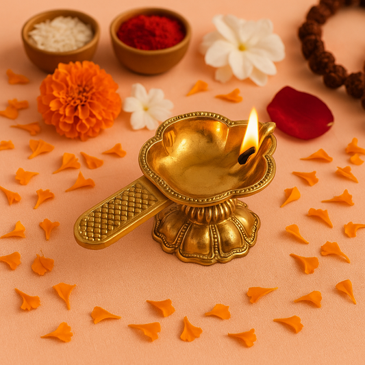 Laxmi Aarti Flower Diya Size-0 (Pital Laxmi Phool Deepak)
